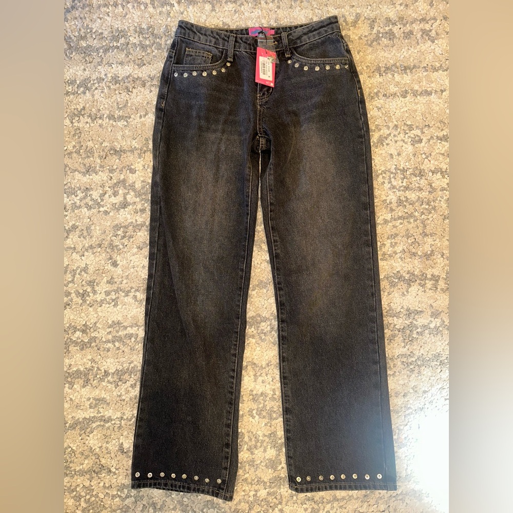 Edikted women’s jeans wide legged, size s, dark washed straight